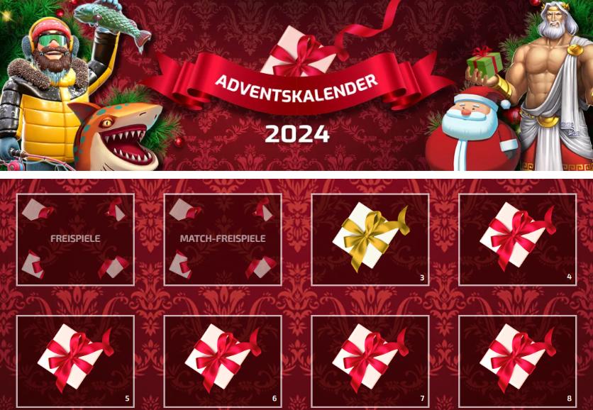 Adventskalender 2024: Lapalingo, LordLucky, Tigerspin